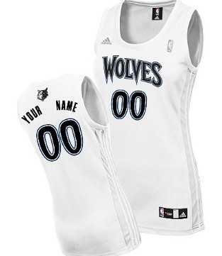 Women%27s Customized Minnesota Timberwolves White Jersey
